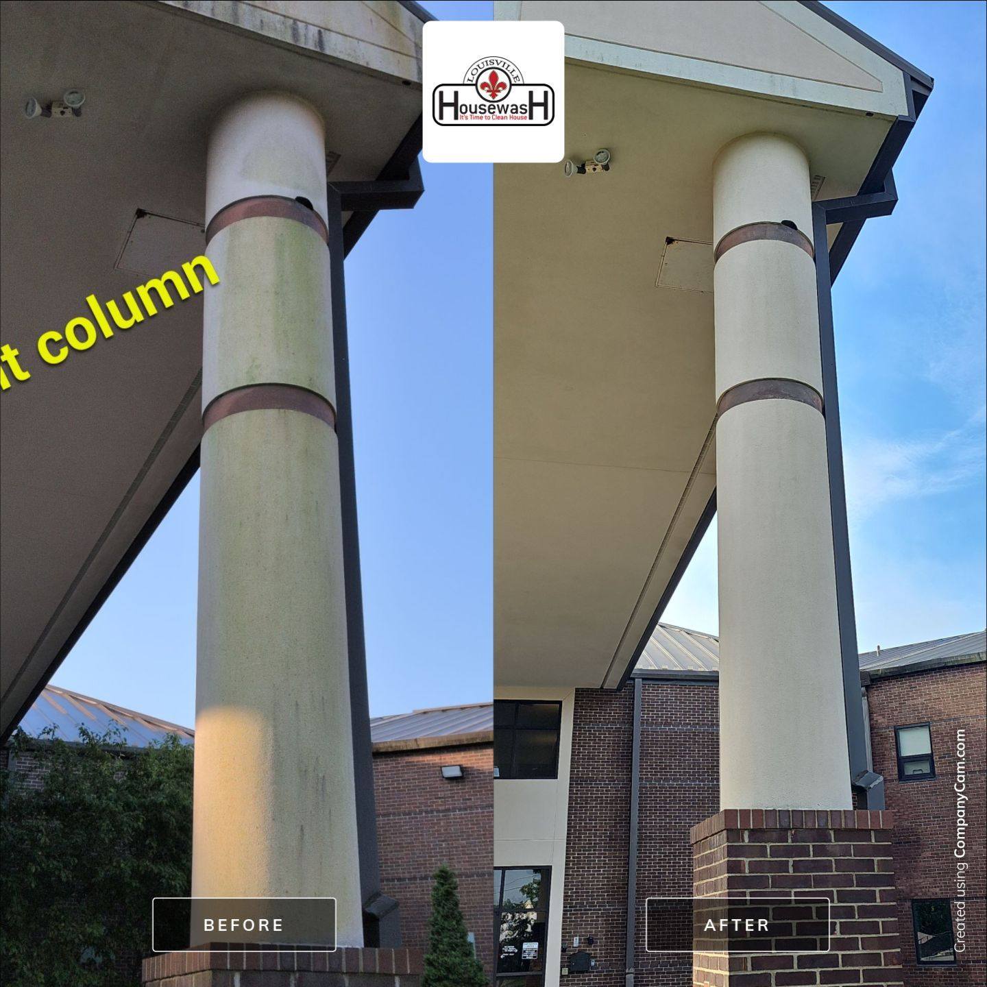 Stained entry column cleaned