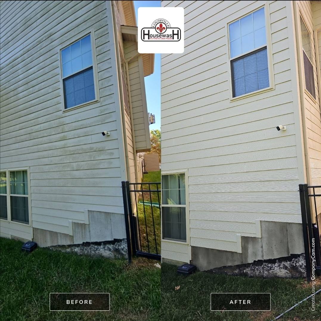 Two-story home siding soft-washed